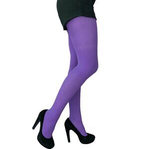 Violet Purple Opaque Tights For Women, Soft & Durable, Plus Size Available